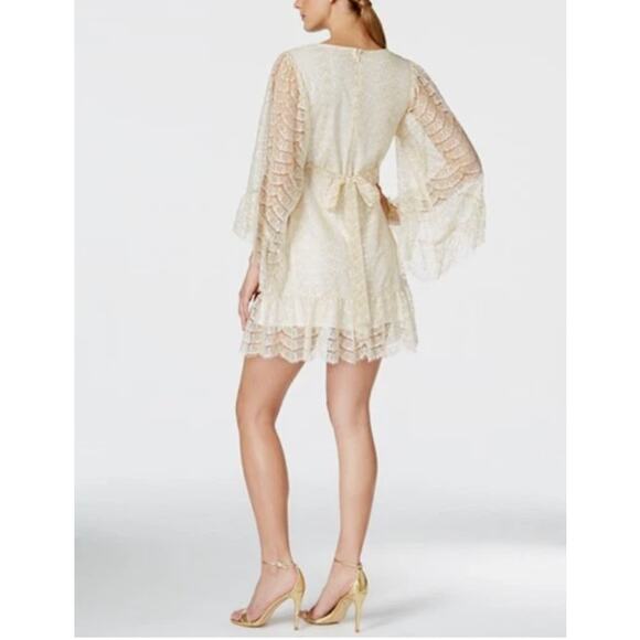 Betsey Johnson Lace Gold Metallic Dress Fairy 90s Babydoll ~ Sz 6 ~ So Glam! - Picture 2 of 9